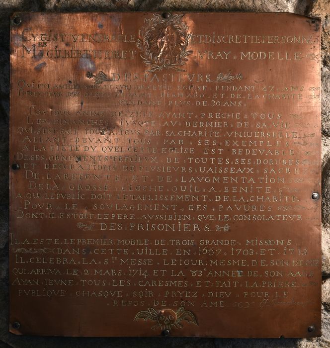 Plaque funéraire (épitaphe) de Gilbert Thoret