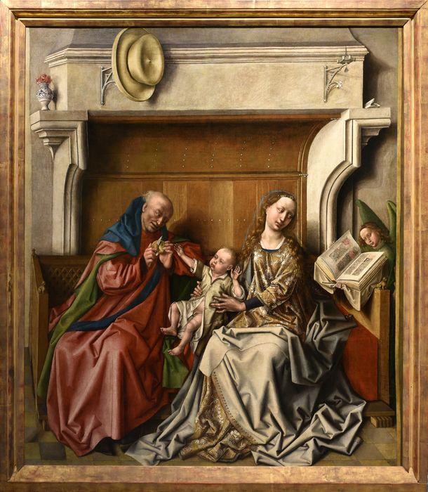 tableau : la Sainte Famille devant une cheminée, vue générale