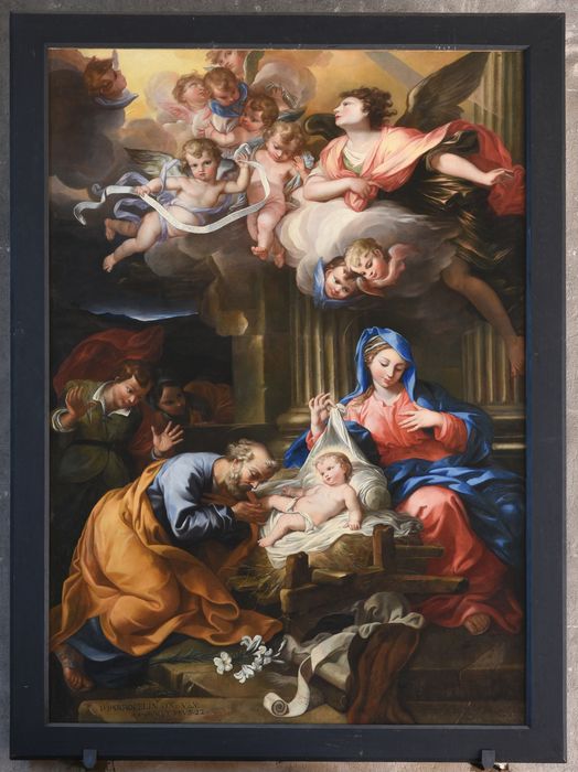 Tableau : saint Joseph adorant l'enfant ou Adoration des bergers, vue générale