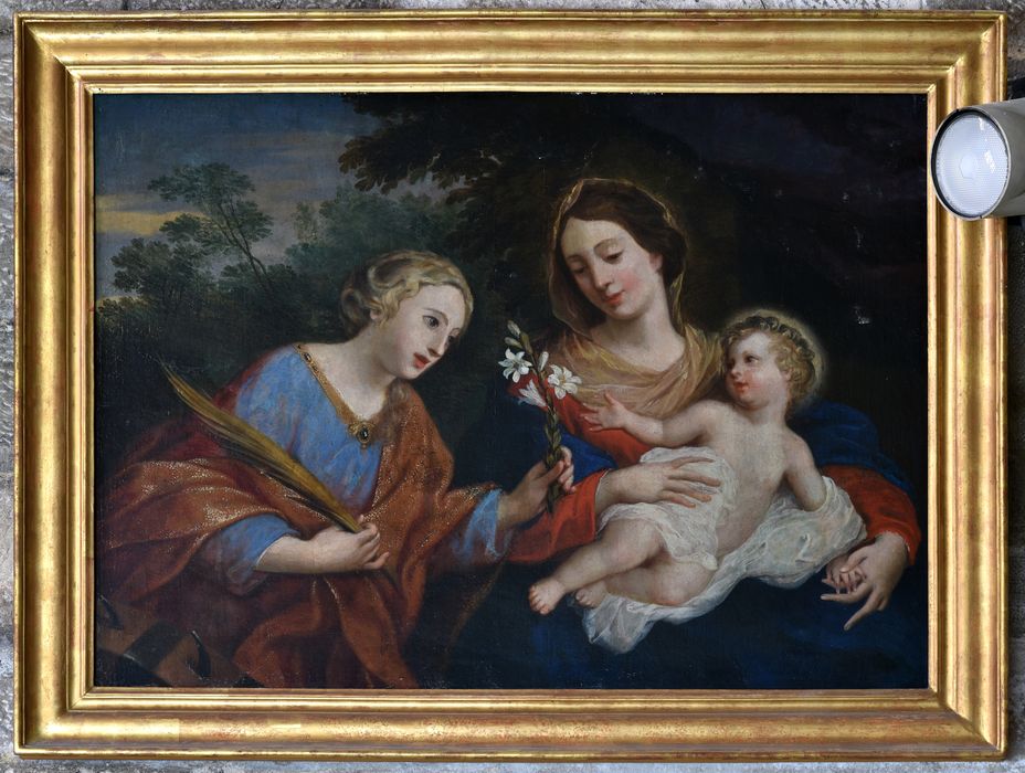 Tableau : Sainte Conversation avec la Vierge à l’Enfant et sainte Catherine, d’après Pierre de Cortone, vue générale - © Ministère de la Culture (France), Direction Régionale des Affaires Culturelles d’Auvergne-Rhône-Alpes – Tous droits réservés