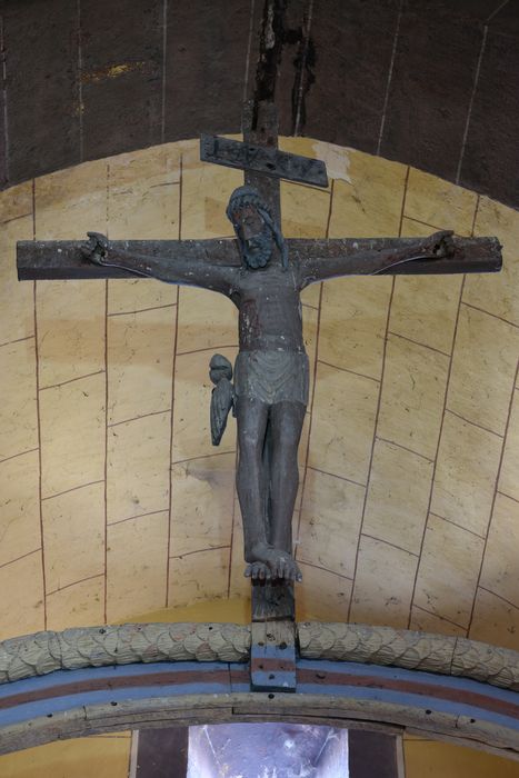 Statue : Christ en croix de la poutre de gloire, vue générale - © Ministère de la Culture (France), Direction Régionale des Affaires Culturelles d’Auvergne-Rhône-Alpes – Tous droits réservés