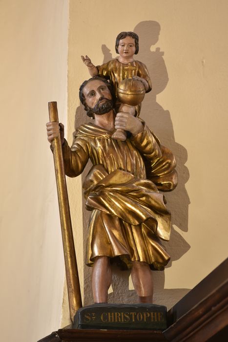 Statue : saint Christophe, vue générale - © Ministère de la Culture (France), Direction Régionale des Affaires Culturelles d’Auvergne-Rhône-Alpes – Tous droits réservés