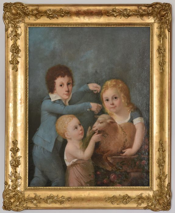 Tableau et son cadre : Les Enfants, vue générale - © Ministère de la Culture (France), Direction Régionale des Affaires Culturelles d’Auvergne-Rhône-Alpes – Tous droits réservés