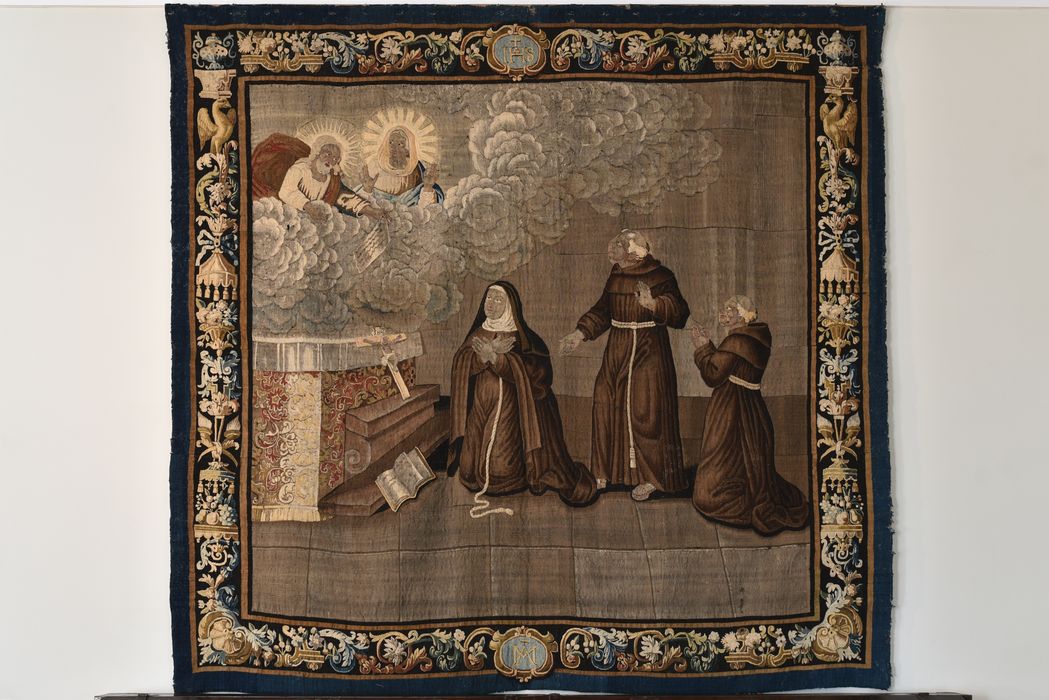 Tableau de tapisserie : Vocation de sainte Colette avec Apparition du Christ et de la Vierge - © Ministère de la Culture (France), Direction Régionale des Affaires Culturelles d’Auvergne-Rhône-Alpes – Tous droits réservés