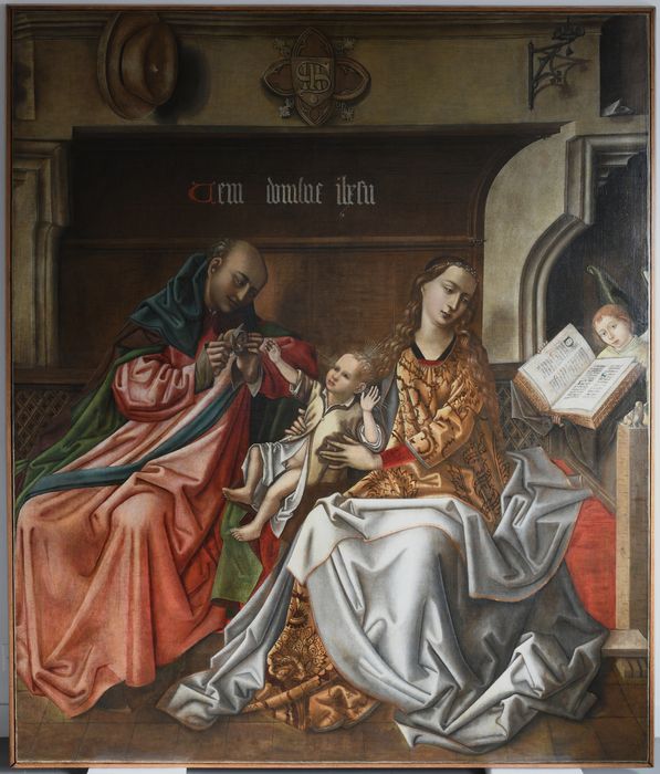 tableau : la Sainte Famille devant une cheminée - © Ministère de la Culture (France), Direction Régionale des Affaires Culturelles d'Auvergne-Rhône-Alpes – Tous droits réservés