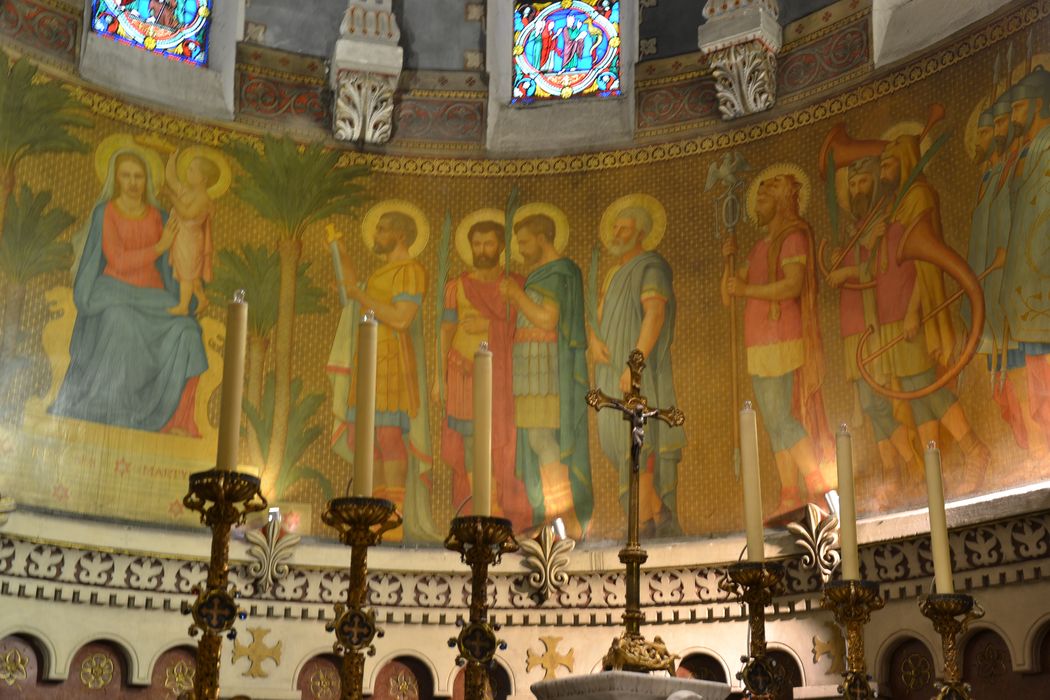 abside, peinture monumentale : Cortège de saints et saintes