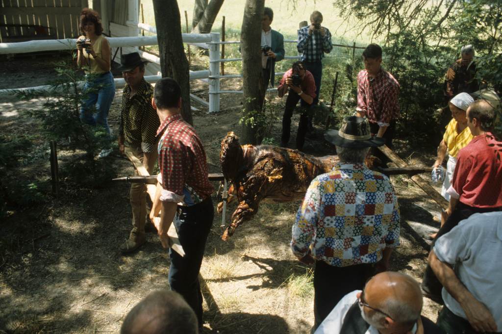 Opération bouvine et patrimoine, repas à la manade Saumade (mai 1994).