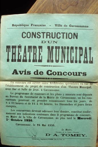 Affiche d'avis de concours 1930.