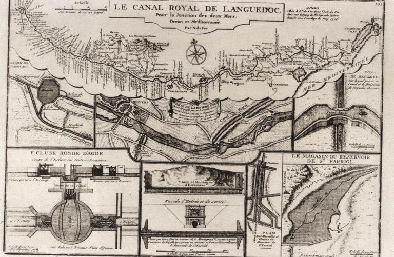 Plan et coupe de l'écluse (Archives du canal).