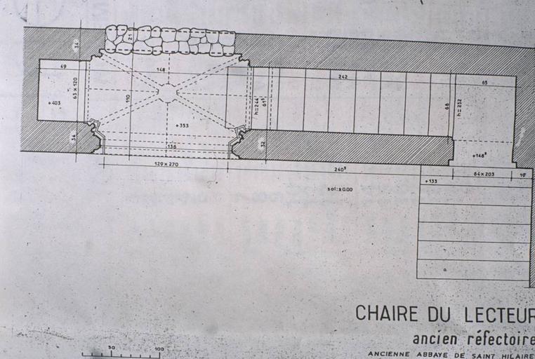 Plan schématique de la chaire du lecteur dans le réfectoire.