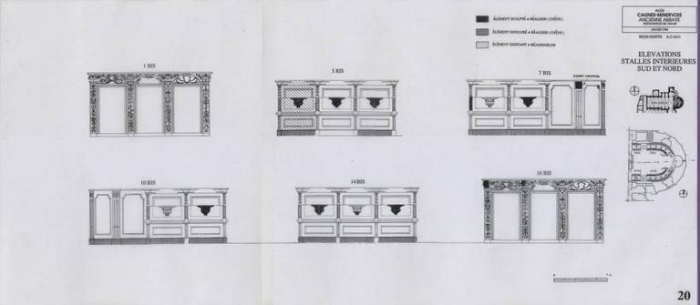 Elévations stalles intérieures Sud et Nord.