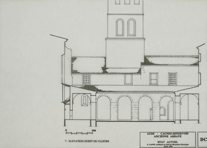 Elévation ouest du cloître.