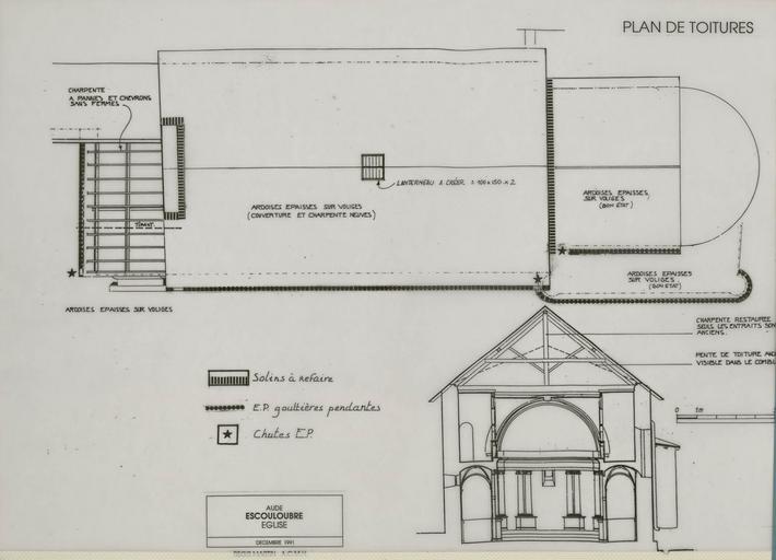 Plan pour les toitures et les matériaux.