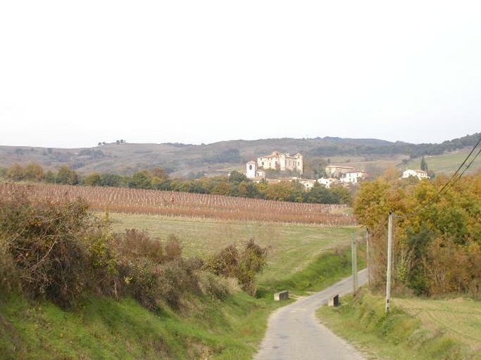 Vue du village et du château depuis le sud.