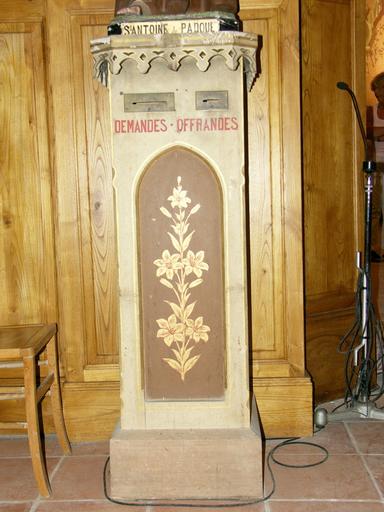 Chapelle latérale nord, Saint Joseph : tronc offrandes.