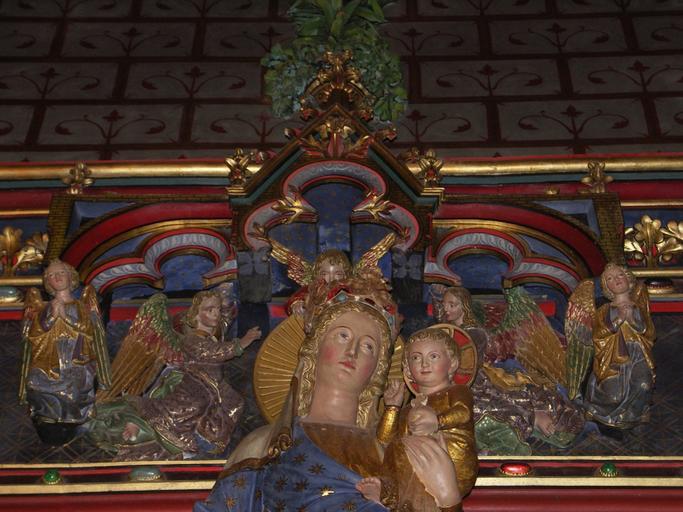 Chapelle de la Bonne Mort : Vierge sous un dais, détail.