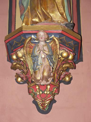 Chapelle de la Bonne Mort : Vierge sous un dais, détail.