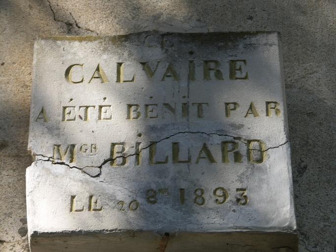 Calvaire : plaque de bénédiction 1893.