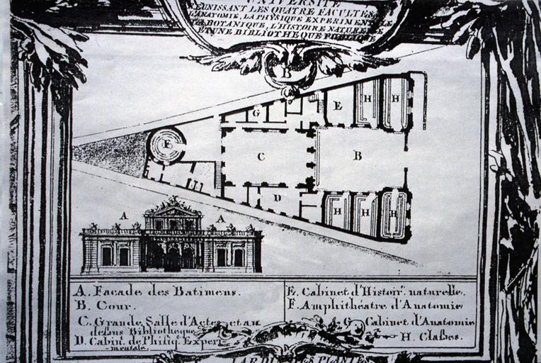 Gravure du plan de l'ancienne université.