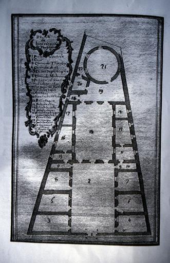 Gravure du plan de l'ancienne université de 1770.