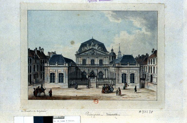 Gravure du chevalier de Lespinasse ; Vue de l'ancienne université.