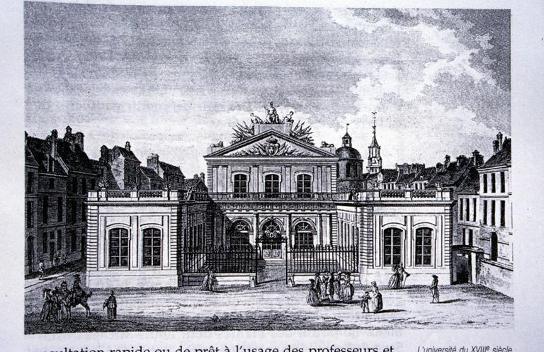 Copie de gravure de 1787 ; Vue de l'ancienne université.