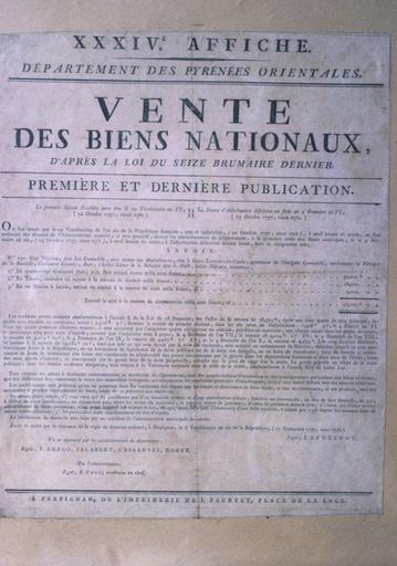 Affiche "Vente de biens nationaux".