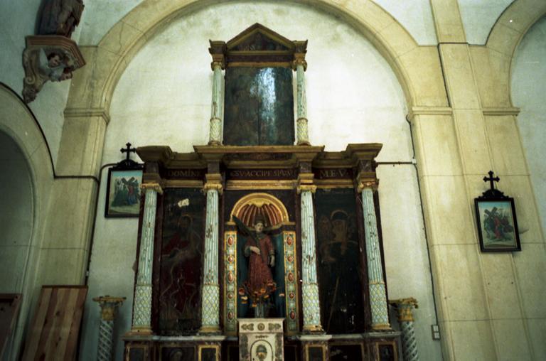 Retable de saint Etienne, tabernacle, tableaux, statue : saint Etienne