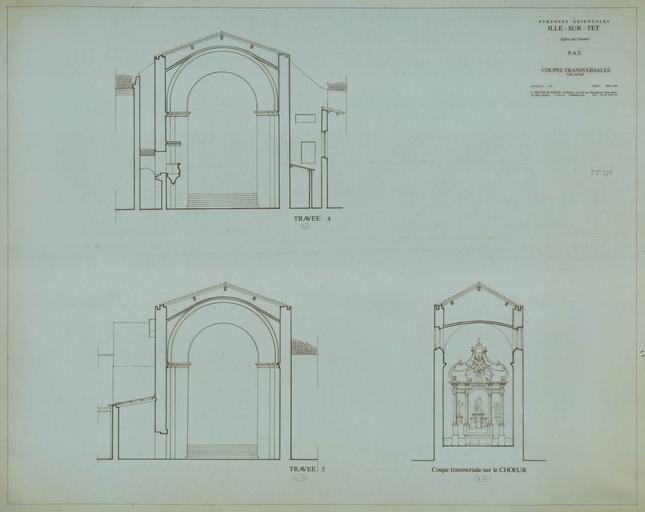 Coupes transversales choeur et travées 4 et 5.