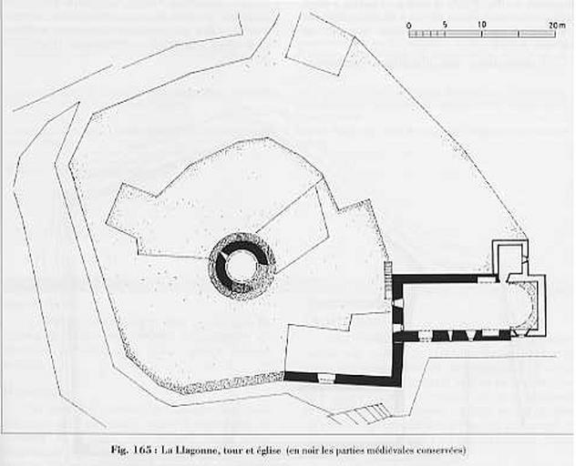 Plan du castrum établi par L. Bayrou, extrait de Entre Languedoc et Roussillon : 1258-1659, fortifier une frontière, 2004.