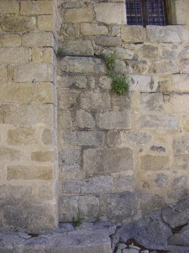 Mur sud : jonction nef-chevet, vestiges de l'ancien chevet circulaire démoli au 18e.