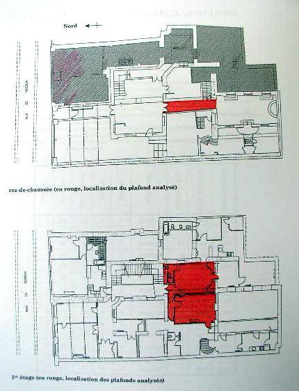 Plan : localisation des plafonds peints.