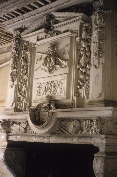 Intérieur ; cheminée ; décor de gypseries.