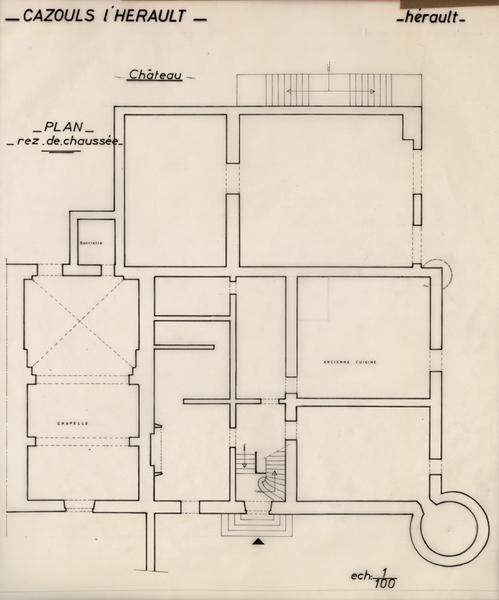 Cazouls d'Hérault, château : plan du rez-de-chaussée.