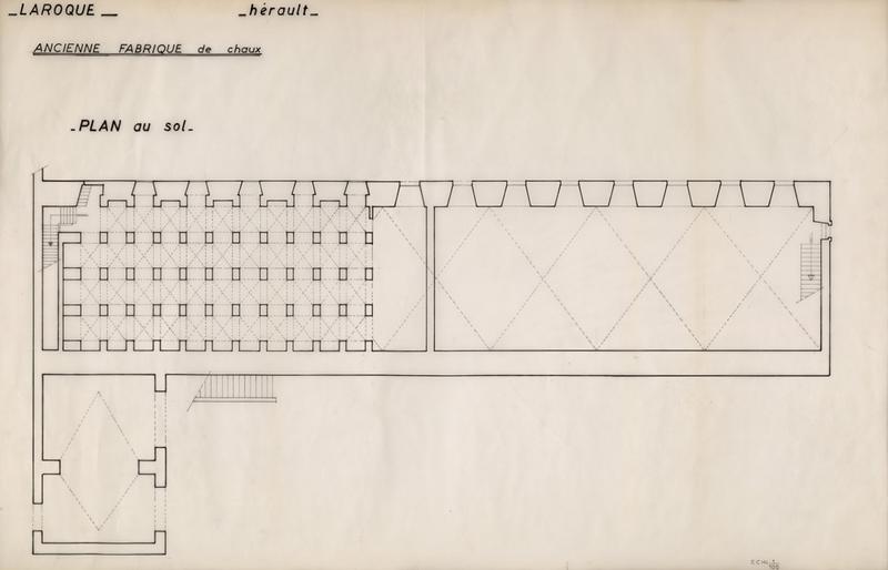 Laroque, ancienne fabrique de chaux : plan au sol.