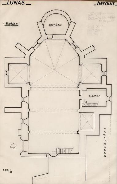 Lunas, église paroissiale Saint-Pancrace : plan.