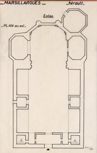 Marsillargues, église : plan au sol.