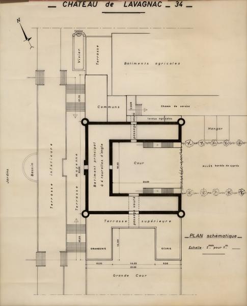 Château de Lavagnac, plan schématique.