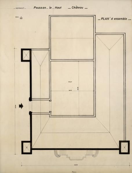 Poussan-le-Haut, château : plan d'ensemble.