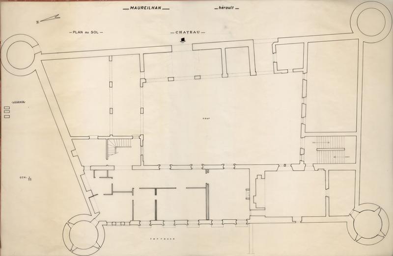 Maureilhan, château : plan au sol.