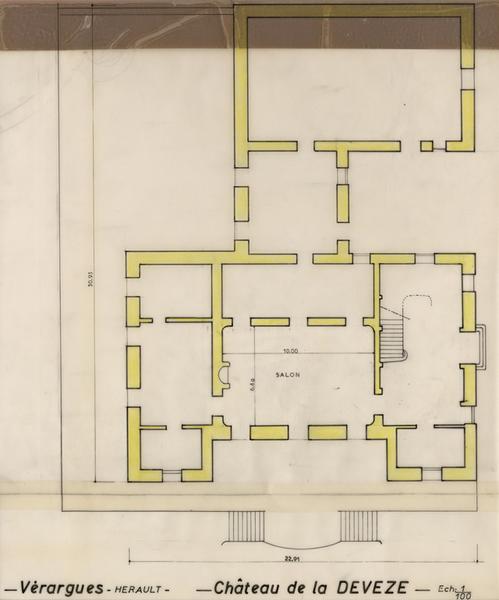 Vérargues, château de la Devèze : plan.