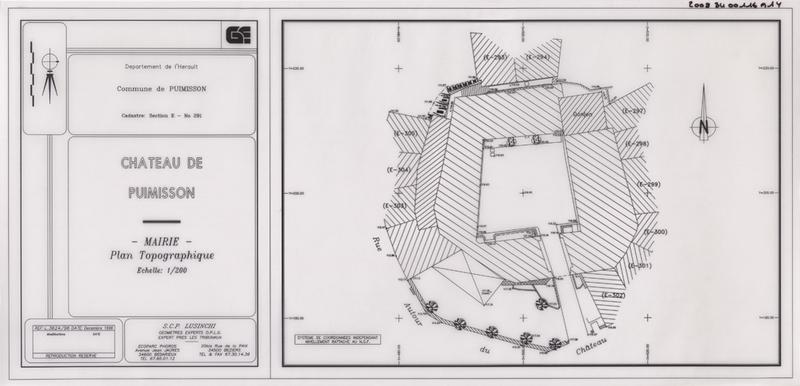 Château de Puimisson, mairie, plan topograhique.