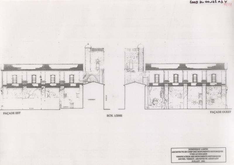 Restauration de la chapelle de la quatrième travée et dégagement du décor peint du retable, état actuel : façade est, façade ouest.