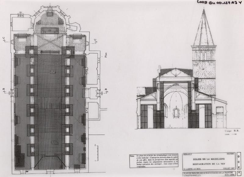 Restauration de la nef : plan de principe des échafaudages de la tranche condtionnelle 1. DCE 4.