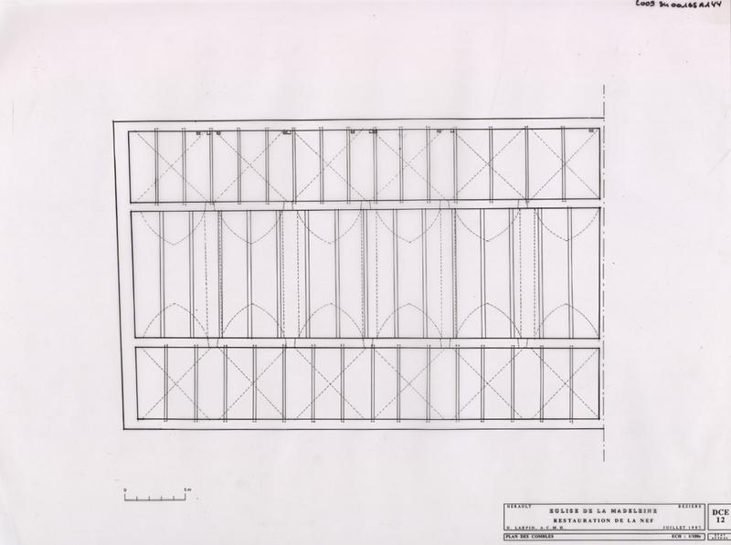 Restauration de la nef : plan des combles. DCE 12. Etat actuel.