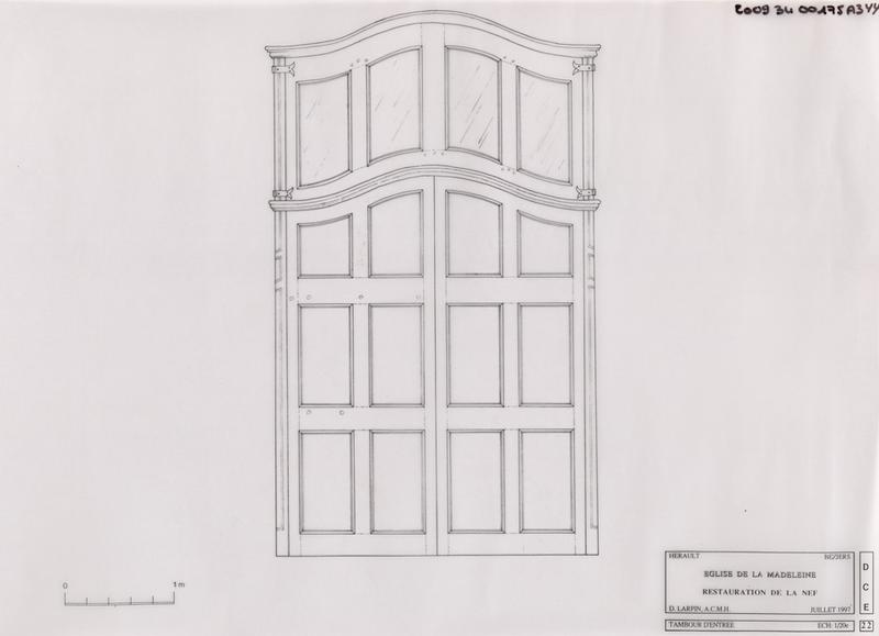 Restauration de la nef : tambour d'entrée. DCE 22.