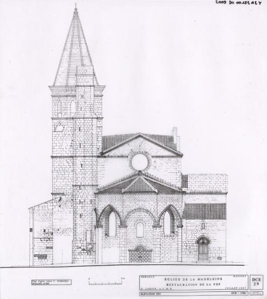 Restauration de la nef : élévation est. DCE 29. Etat projeté.