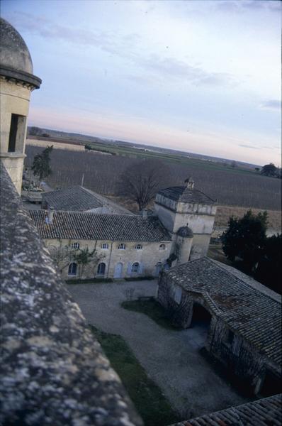 Cour intérieure ; vue aérienne sur le pigeonnier dans l'angle sud-est.