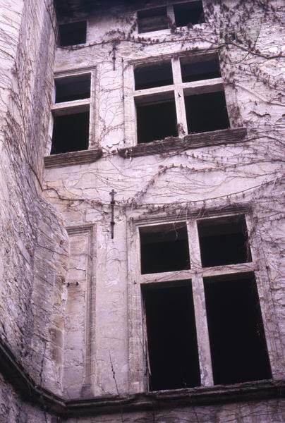 Cour : aile est coupée par la tour d'escalier.