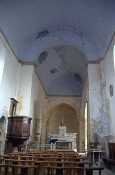 Intérieur de la nef, vue vers l'abside.